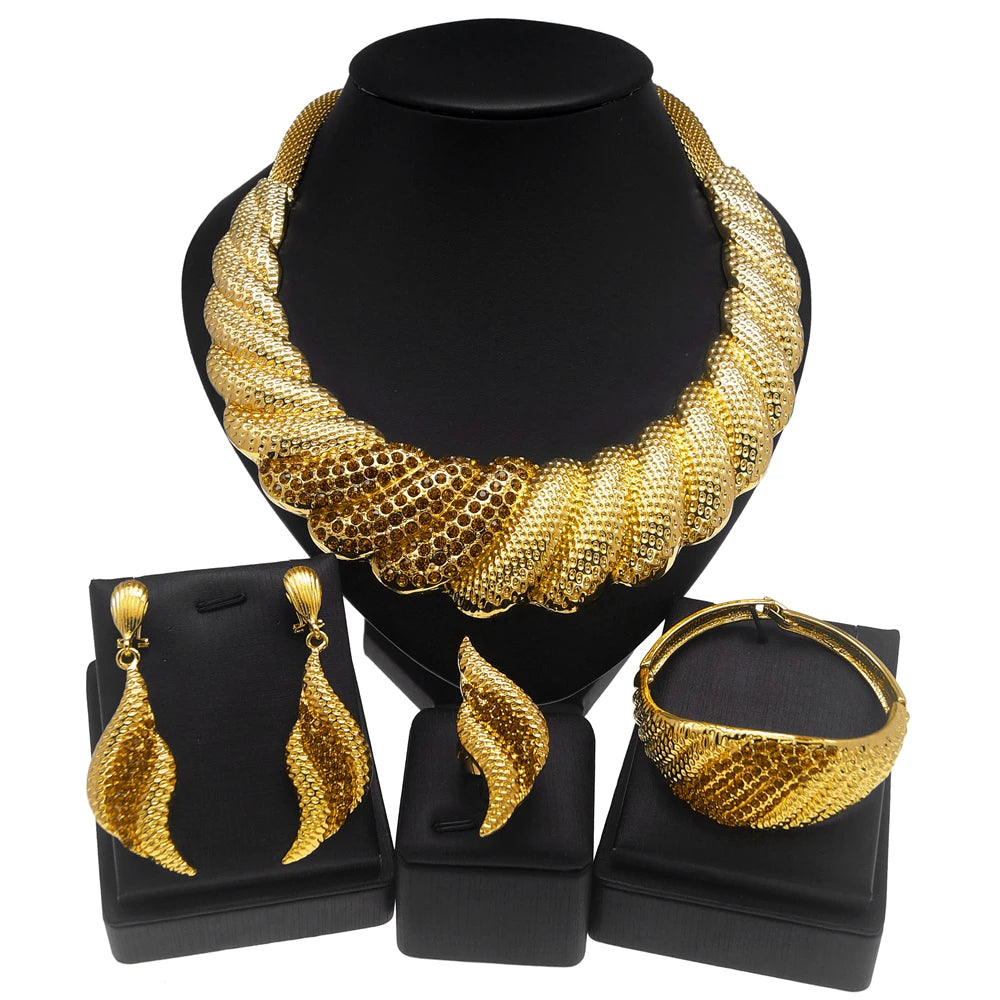 Necklace For Women Big Jewelry Set Dubai Luxury Gold Plated Bracelet
