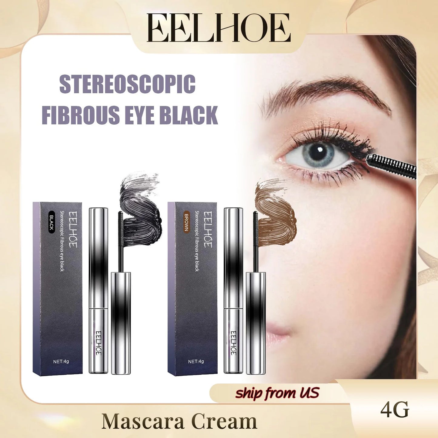 EELHOE Natural Dense Thick Curling Eyelashes Extension Make-Up Long-lasting Lengthens Nourishing Longer Eye Lash Fibrous Mascara