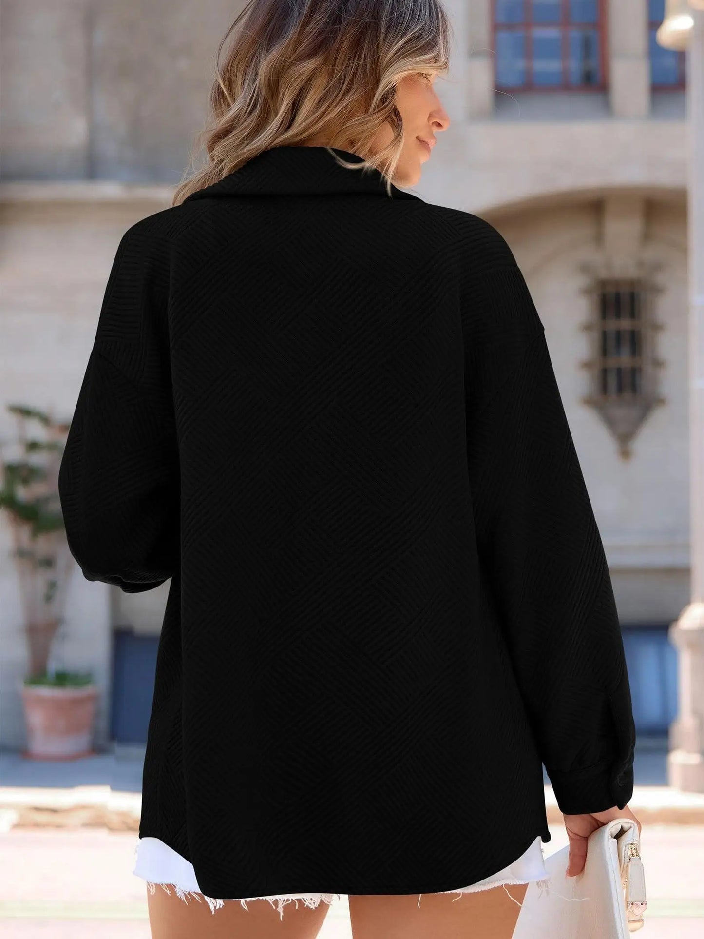 Women's Jacket with Pockets Casual Fall Season Long Sleeve Flannel Shirt Like