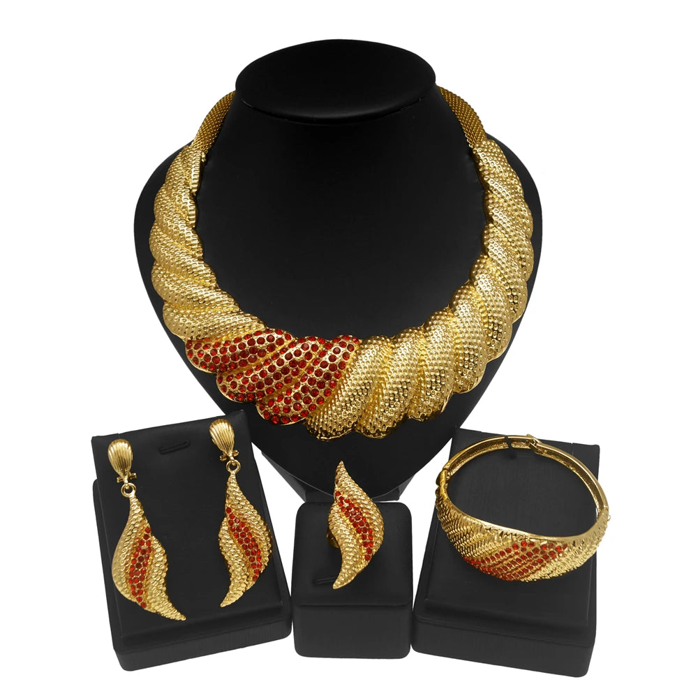 Necklace For Women Big Jewelry Set Dubai Luxury Gold Plated Bracelet