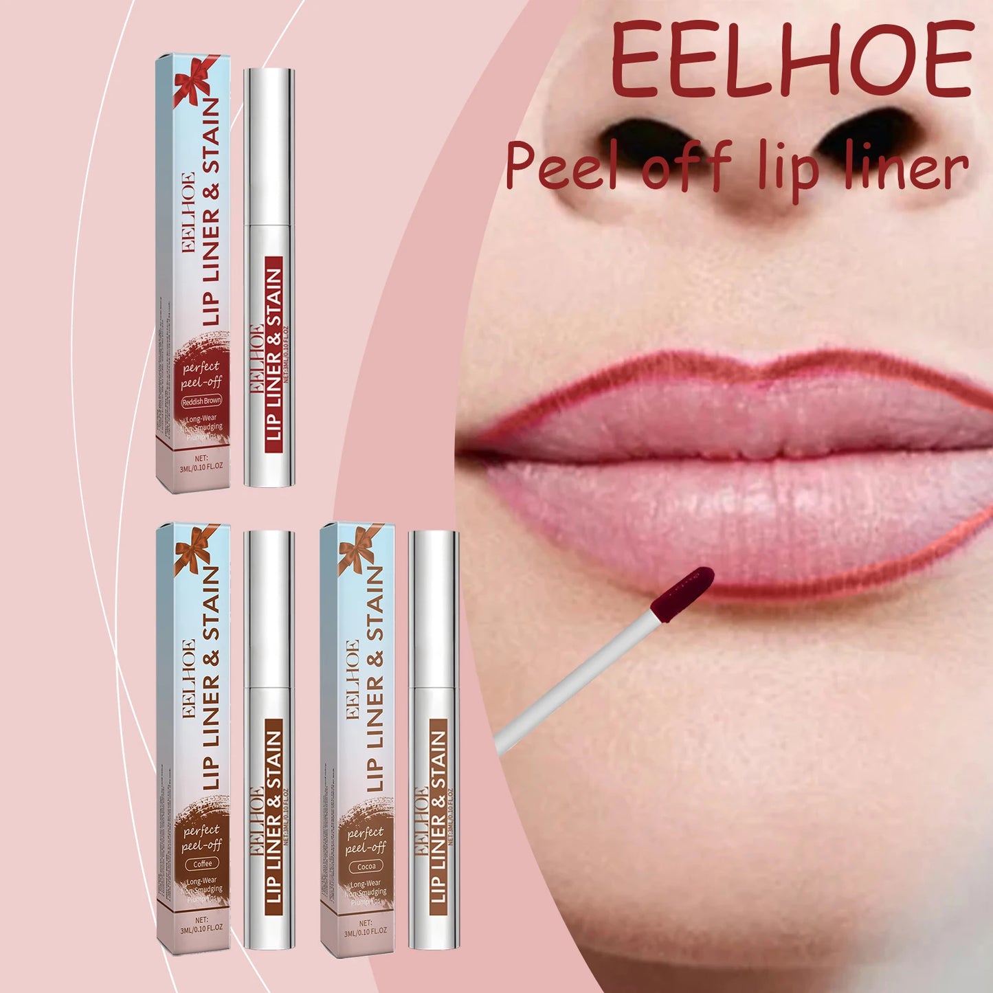 EELHOE 2 Colors Peel Off Lip Liner Easy Color Long Lasting Waterproof Non Stick Natural Tattoo Matte Makeup Hydrating Lip Gloss