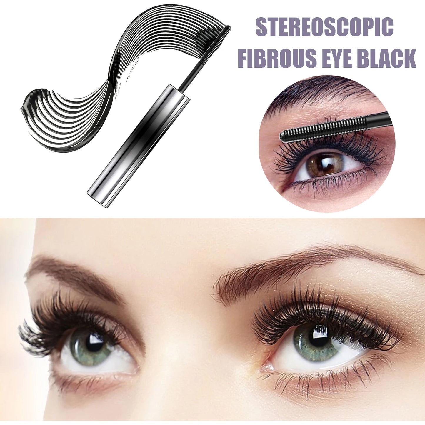 EELHOE Natural Dense Thick Curling Eyelashes Extension Make-Up Long-lasting Lengthens Nourishing Longer Eye Lash Fibrous Mascara