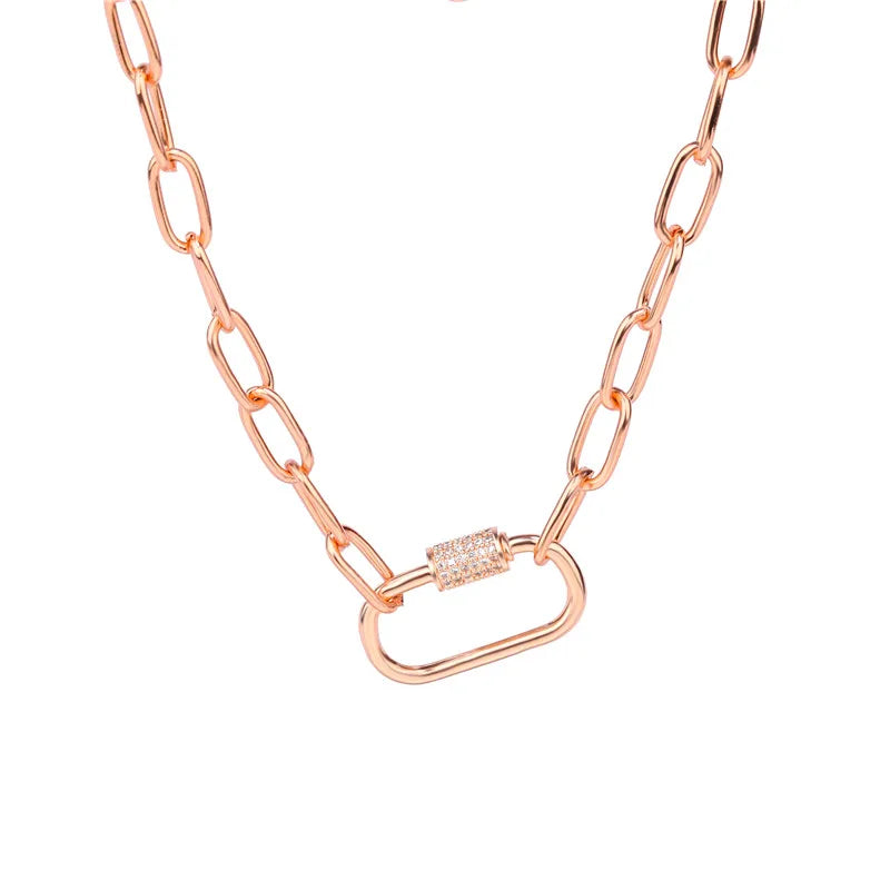 Necklace For Women Punk thick chain necklace zircon spiral Clasps pendant necklace