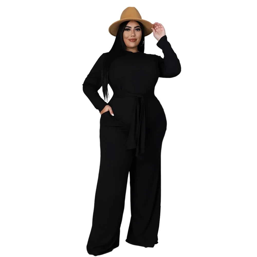 Plus Size Women's Clothing Two Piece Set Pure Color Matching Sets Long Sleeve Fall Clothes Casual Outfits
