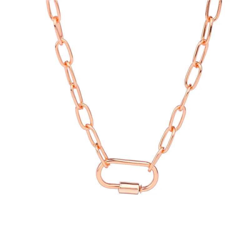 Necklace For Women Punk thick chain necklace zircon spiral Clasps pendant necklace