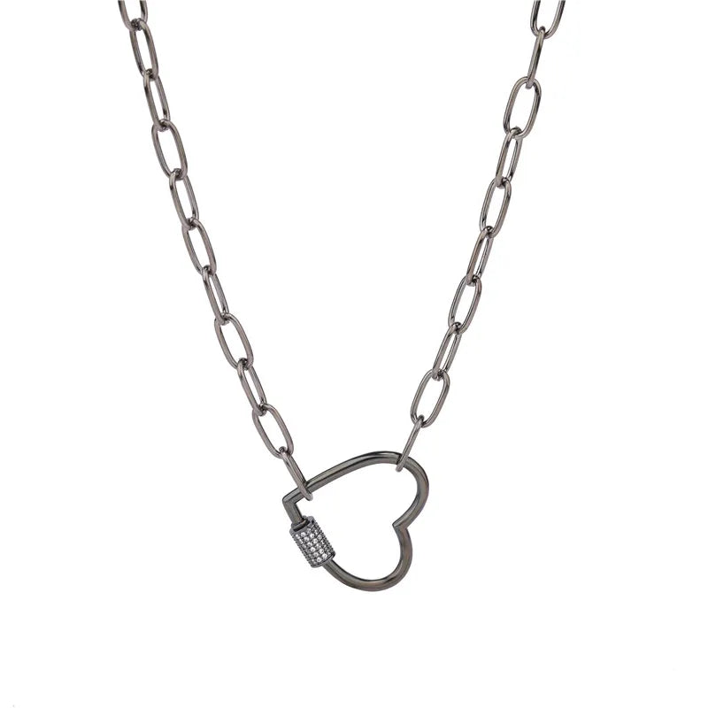 Necklace For Women Punk thick chain necklace zircon spiral Clasps pendant necklace
