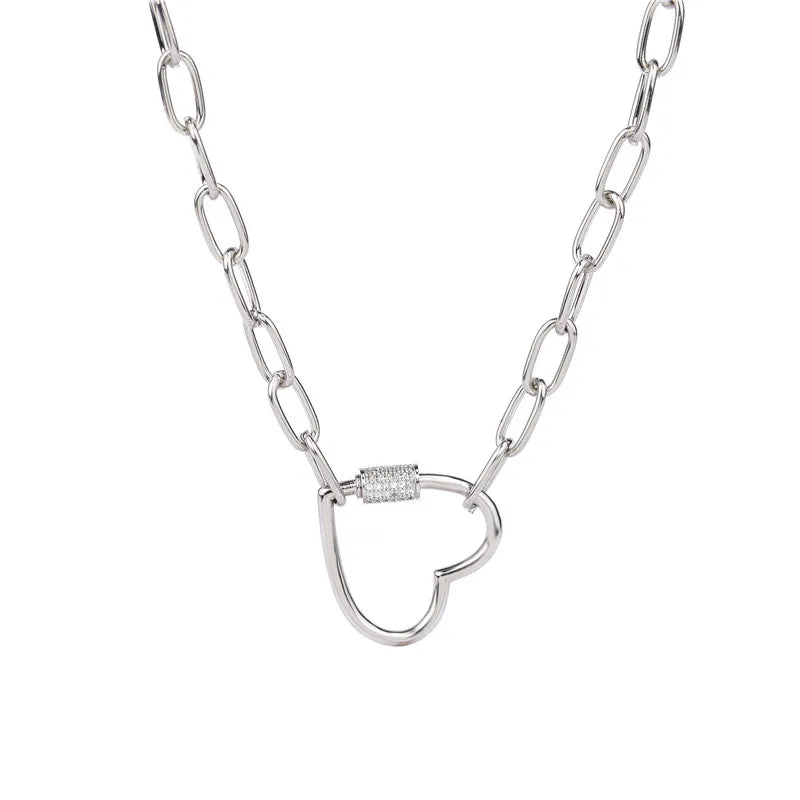Necklace For Women Punk thick chain necklace zircon spiral Clasps pendant necklace