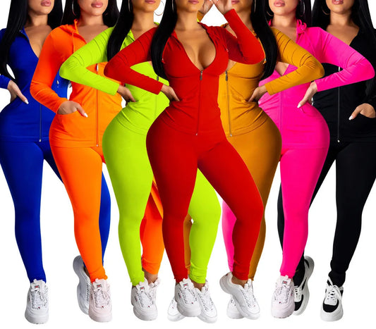 2pcs Jogging Suits For Women Running Sets Casual Hoodies Zipper Top Sweat Pants Tracksuit Jogger Suits Female Sportswear