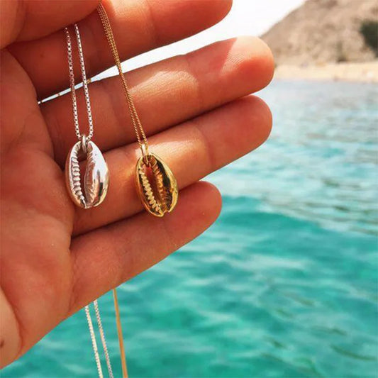 Women's Necklace Boho Beach Sea Shell Cowrie Pendant Gold/Silver Plated