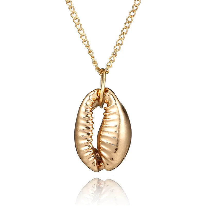 Women's Necklace Boho Beach Sea Shell Cowrie Pendant Gold/Silver Plated