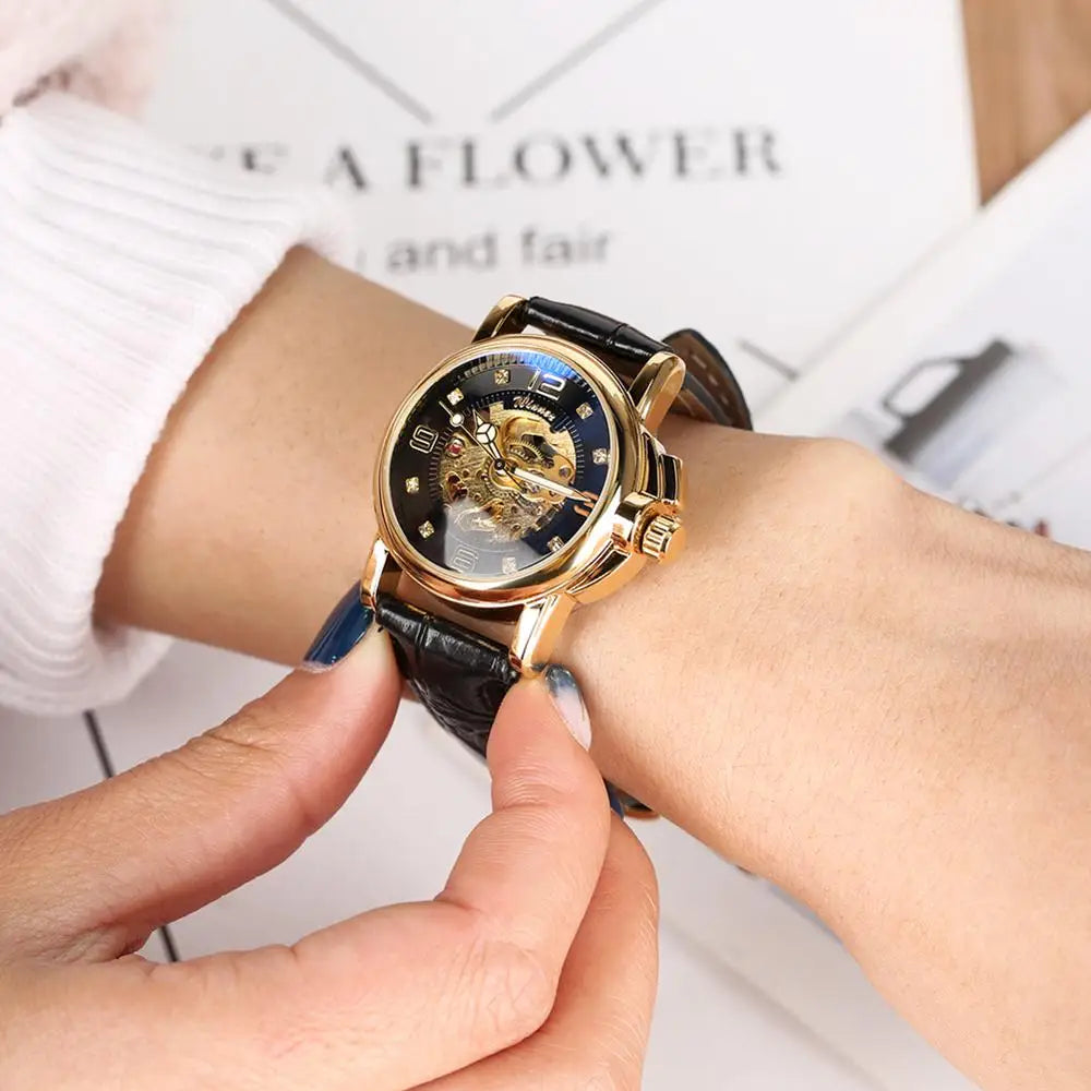 Women's Automatic Mechanical Watch Skeletons Wristwatch Hollow Out Automatic-self-winding