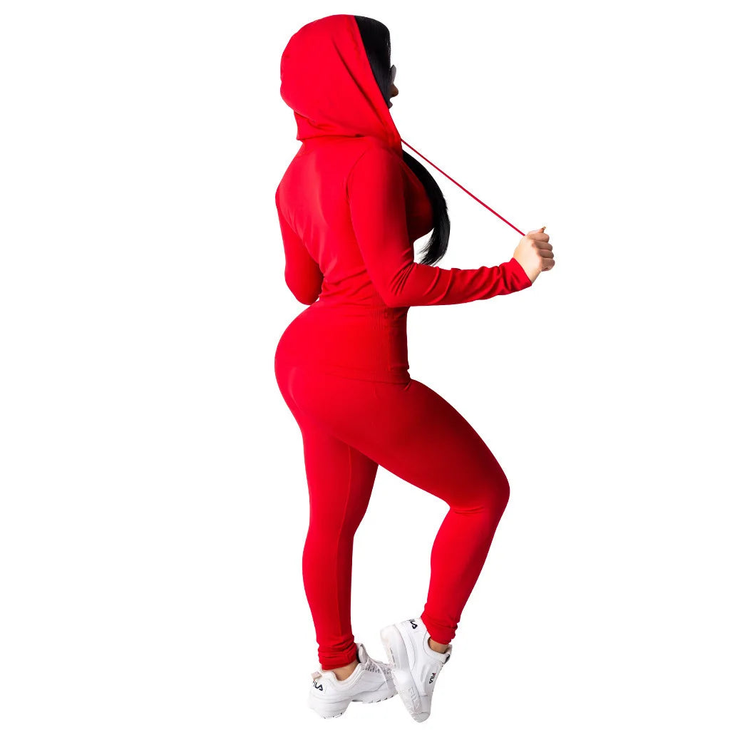 2pcs Jogging Suits For Women Running Sets Casual Hoodies Zipper Top Sweat Pants Tracksuit Jogger Suits Female Sportswear