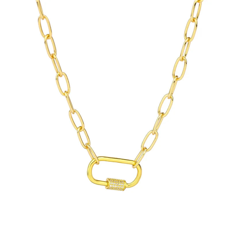 Necklace For Women Punk thick chain necklace zircon spiral Clasps pendant necklace