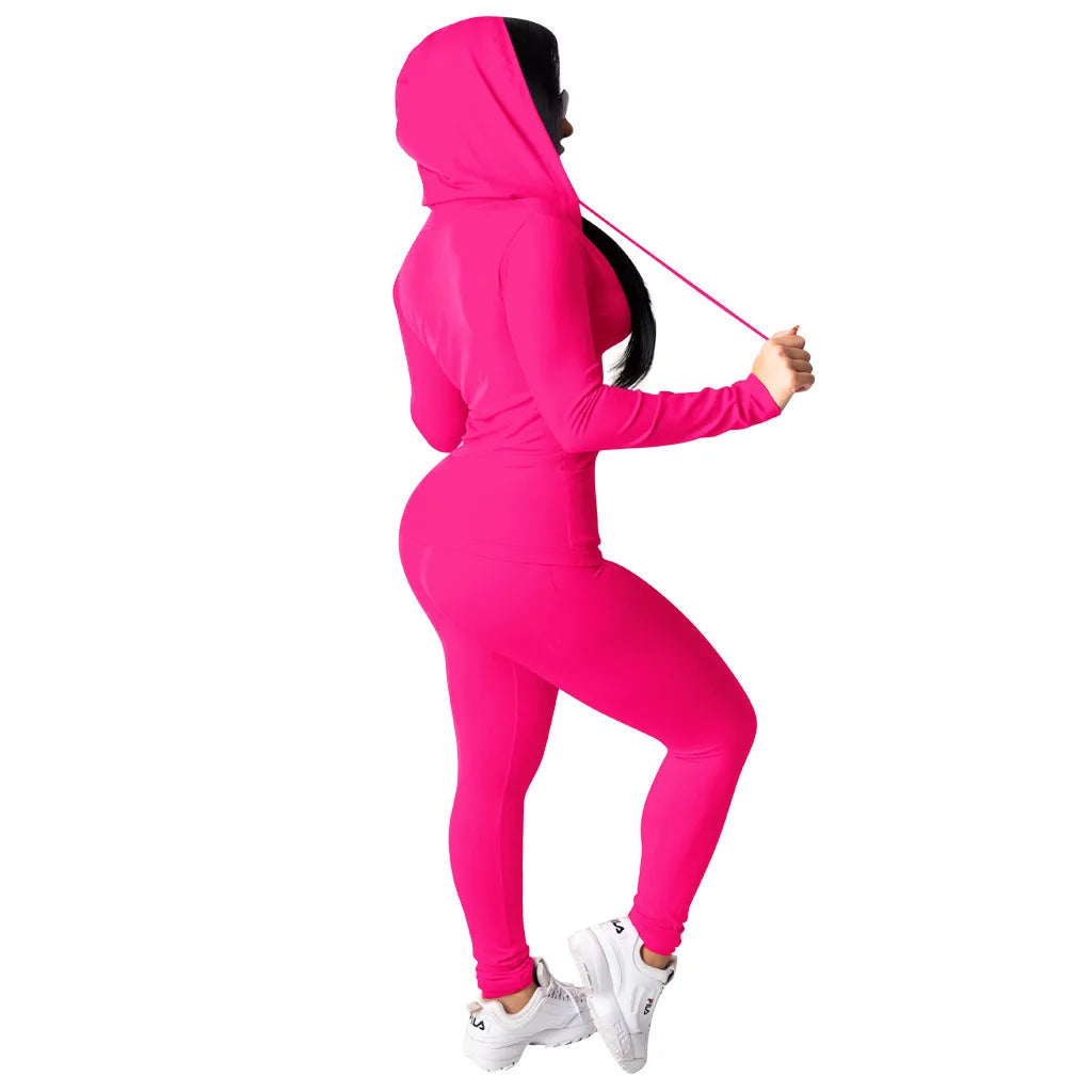 2pcs Jogging Suits For Women Running Sets Casual Hoodies Zipper Top Sweat Pants Tracksuit Jogger Suits Female Sportswear