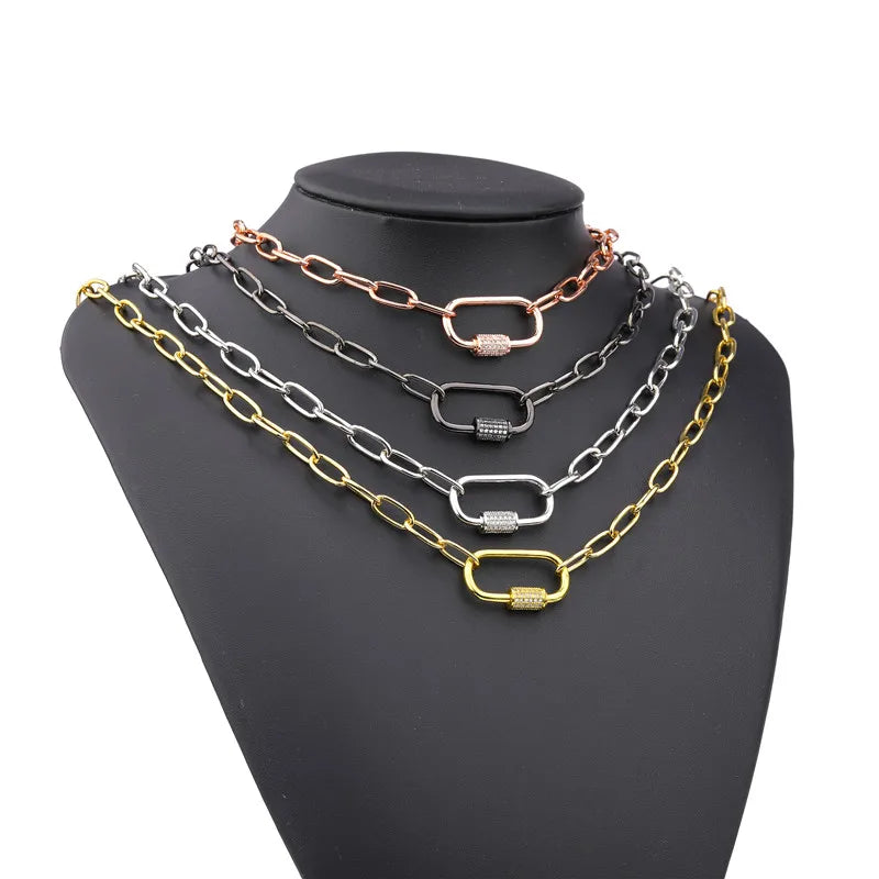 Necklace For Women Punk thick chain necklace zircon spiral Clasps pendant necklace