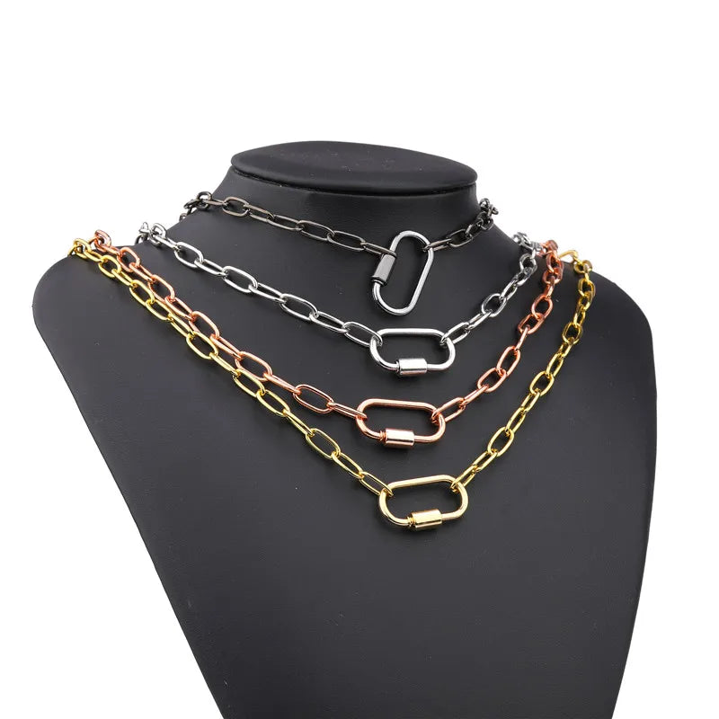Necklace For Women Punk thick chain necklace zircon spiral Clasps pendant necklace