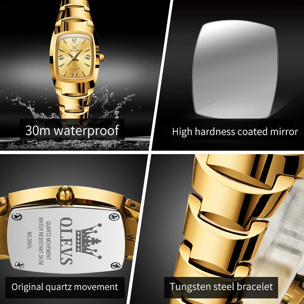 OLEVS 7006 Women's Watches Luxury Original Quartz Montres Femmes Waterproof Tungsten Steel Case Strap Luminous Date