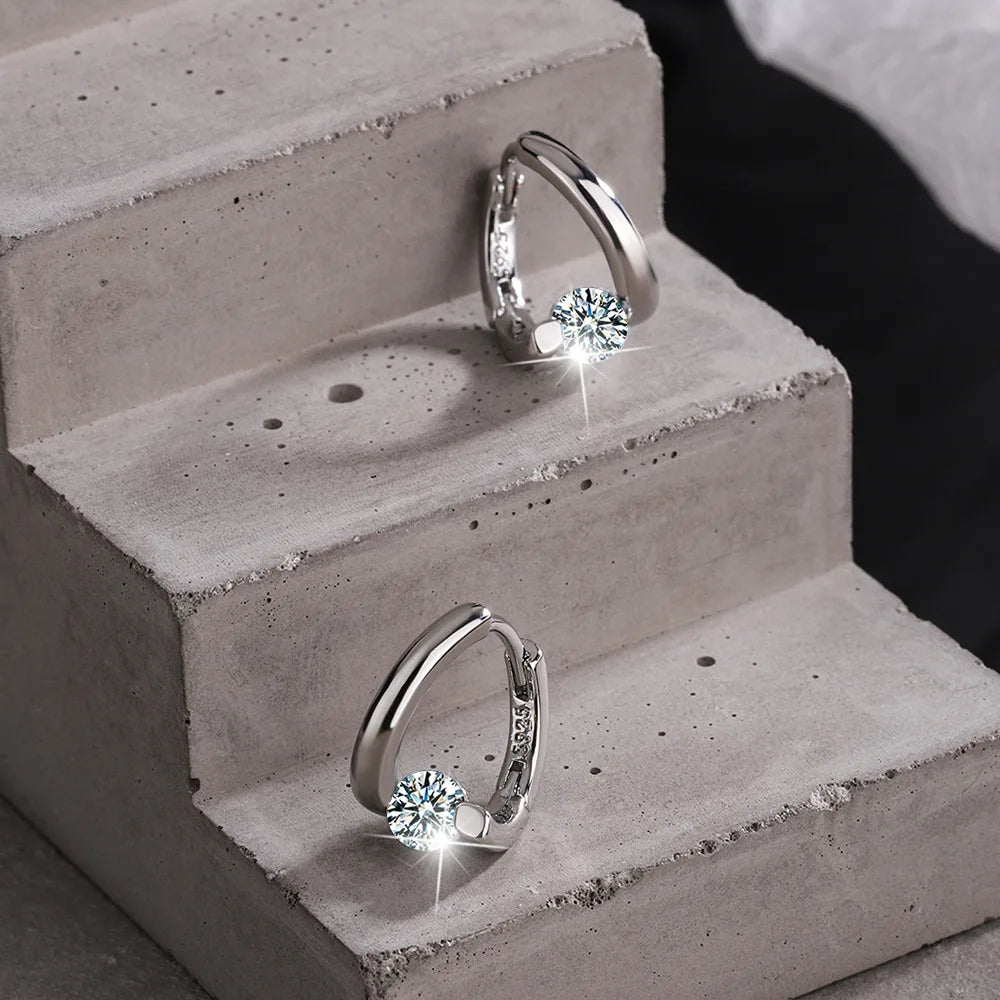 925 Sterling Silver Gold Crystals Simple Earrings For Women Fashion Wedding Luxury Jewelry