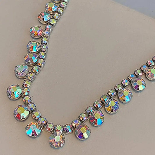 Flaring Rhinestone Necklace Clavicle Chain Women Jewelry Women Necklace ConciseChic Modern Graceful Women Choker Necklace