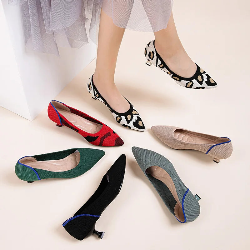 Women's high heels shoes beautiful breathable sweat absorbing comfortable shallow mouth heel
