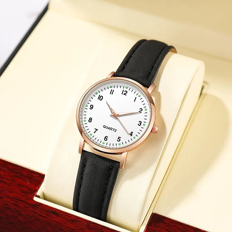 Fashion Watch For Women Leather Quartz Luxury Back Light Wristwatch