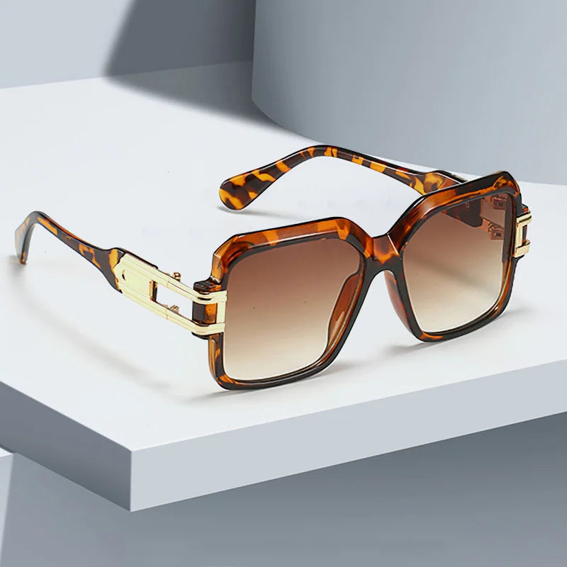 Vintage Sunglasses for Women Leopard Patterned Square Glasses with Brown Golden Accents Sunglasses Women Glasses Women