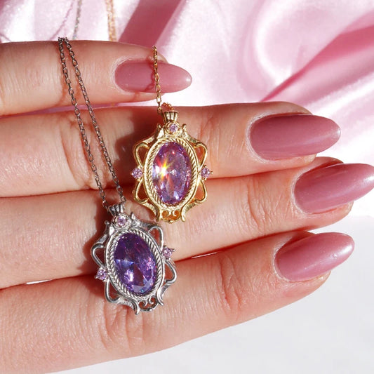 Rapunzel Necklace For Women Fashion Jewelry Accessories Purple Lilac Zirconia Princess Necklace