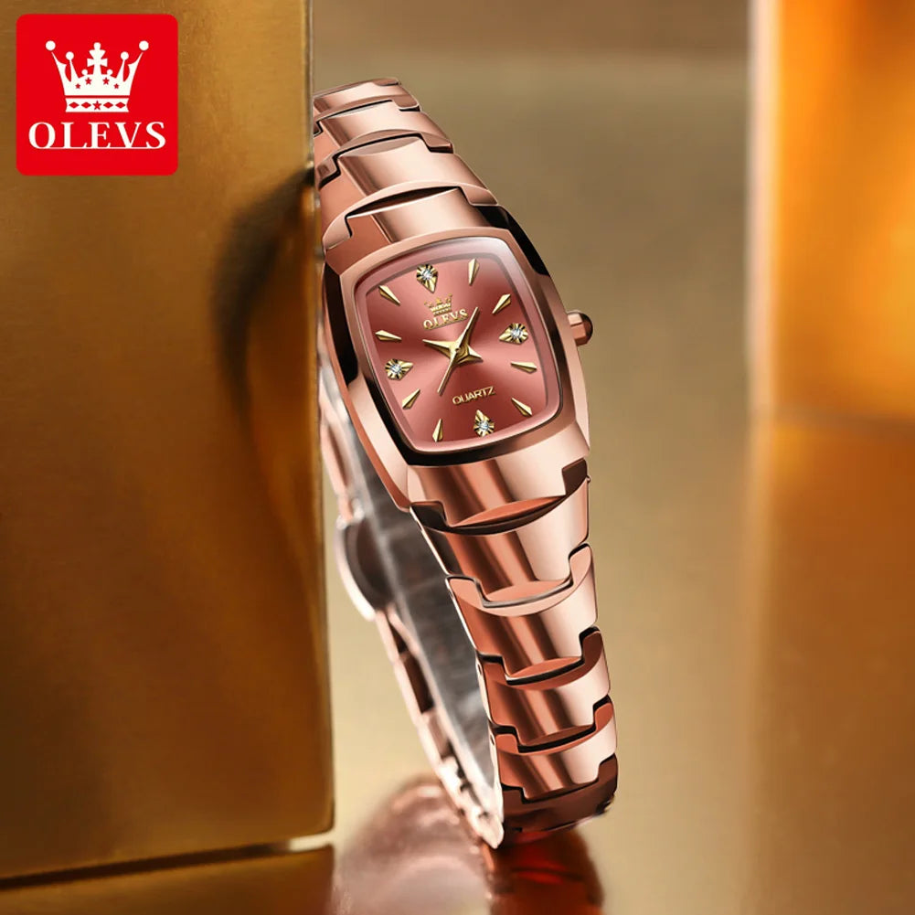 OLEVS 7006 Women's Watches Luxury Original Quartz Montres Femmes Waterproof Tungsten Steel Case Strap Luminous Date