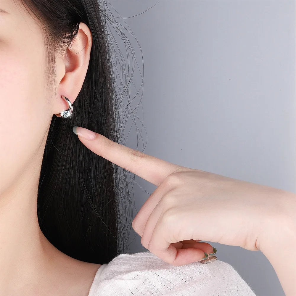 925 Sterling Silver Gold Crystals Simple Earrings For Women Fashion Wedding Luxury Jewelry
