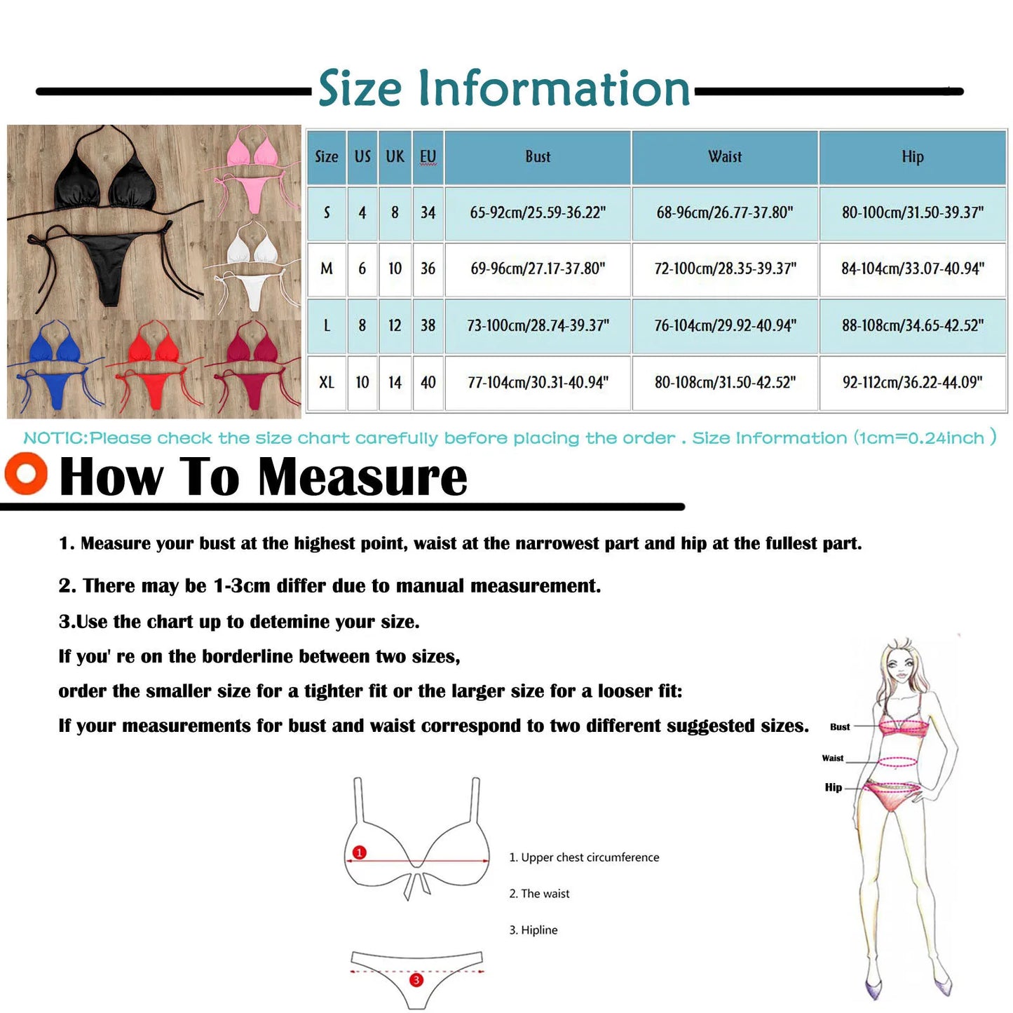 Worms Sexy Swimsuit Push-up Padded Bra Thong Two Piece Bathing Suit