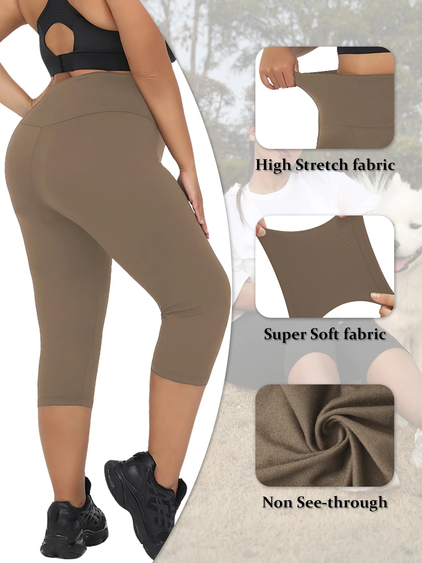 Plus Size Leggings for Women  Super soft High Waisted Tummy Control Yoga Capri Pants  Not See Through