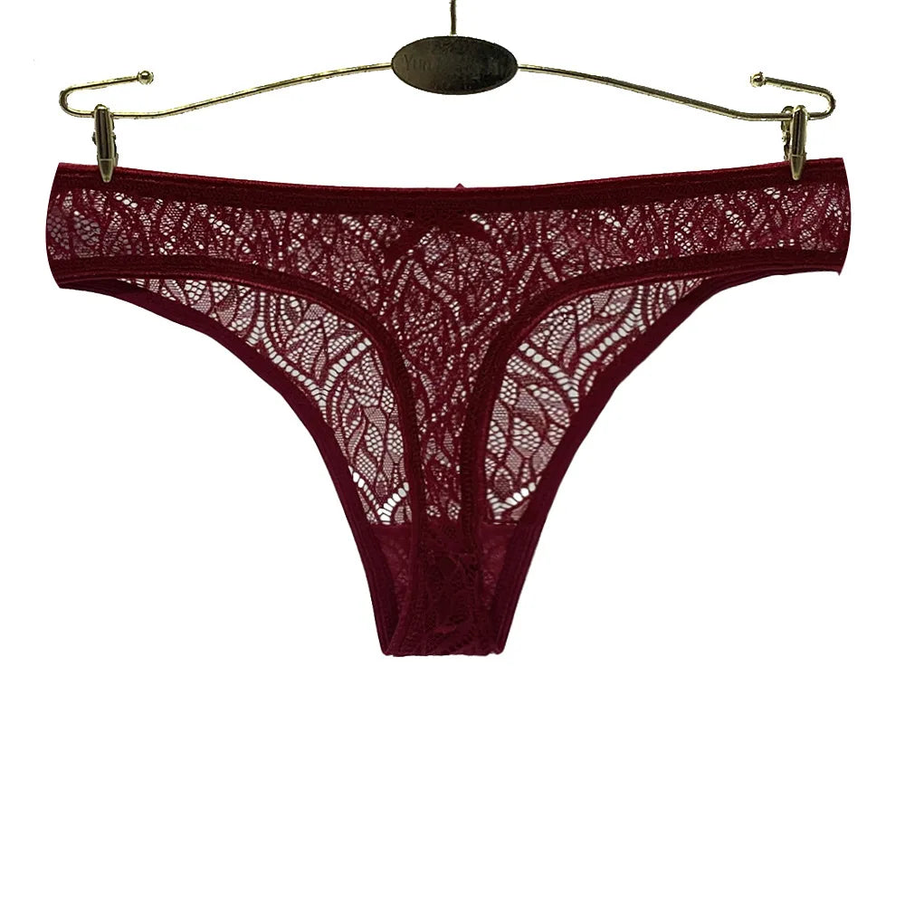Sexy Panties Women's Lace Silk Low Waist Bow Solid Color Briefs Cotton Crotch Breathable Sexy Thongs