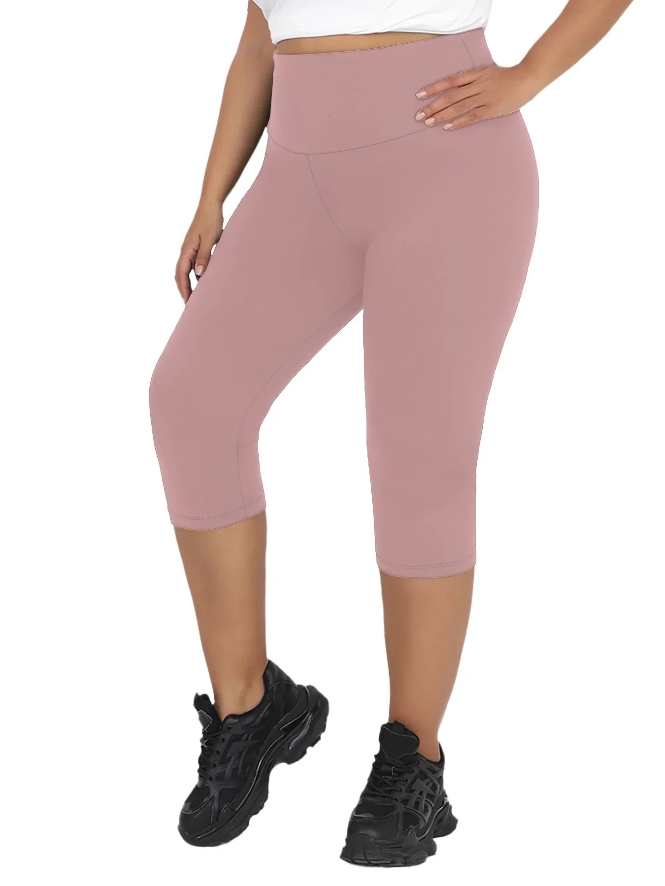 Plus Size Leggings for Women  Super soft High Waisted Tummy Control Yoga Capri Pants  Not See Through
