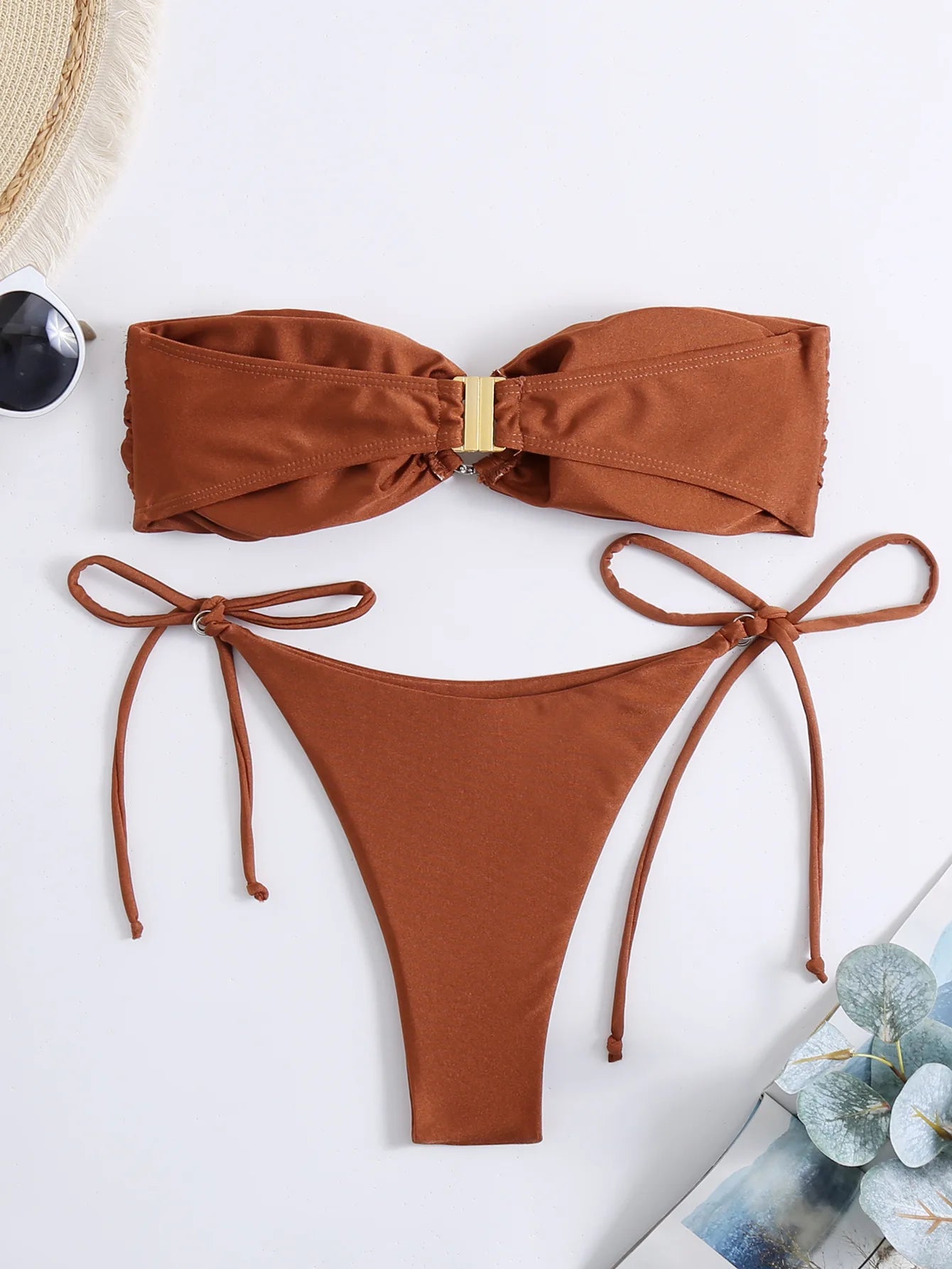 Sexy Women's Swimsuit Push Up Bikini Solid 2 Peice Set