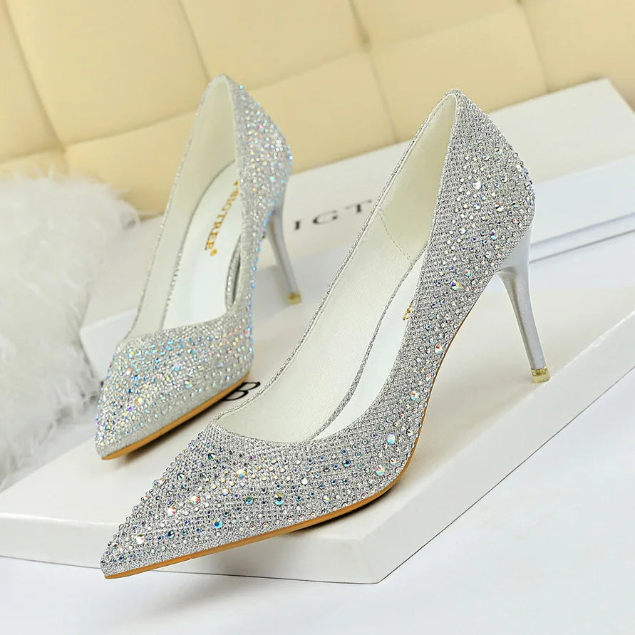 Rhinestone Women Pumps Sexy Stiletto Women High Heels Pointed Toe Women Heels Pumps Women Shoes Party Wedding Shoes Scarpe Donna