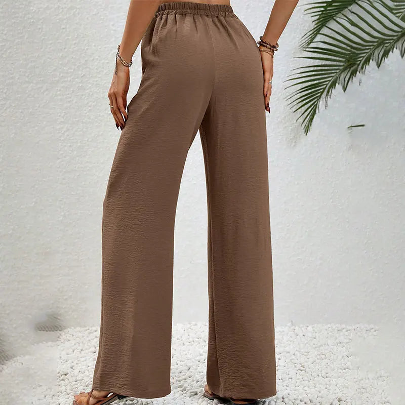 New Women Trousers Streetwear Fashion Lace-up Loose Casual Slim Pants Elegant Lady Personality Versatile Knitted Clothing