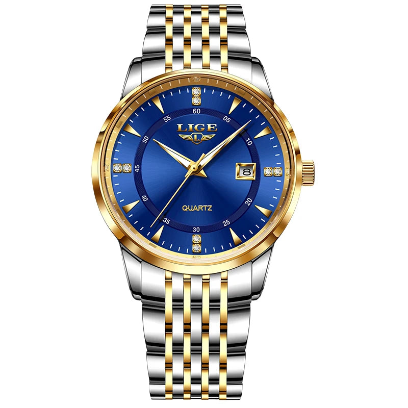 LIGE New Waterproof Watches Women's Bracelet Watch Top Brand Luxury Date Quartz Watch