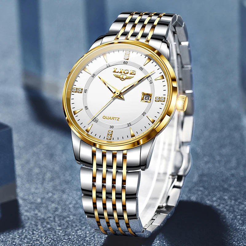 LIGE New Waterproof Watches Women's Bracelet Watch Top Brand Luxury Date Quartz Watch