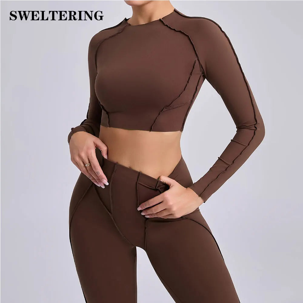 Women's Long Sleeve Workout Top Gym T-shirt Pilates Clothes Active Wear Sports Shirt Elastic Fitness Yoga Clothing Running Shirts