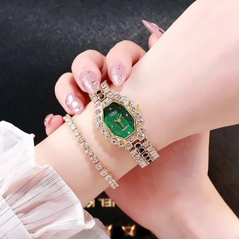 Women's Luxury Brands Watch Fashion Rhinestone Stainless Steel Quartz Ladies Wristwatches