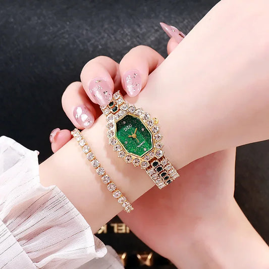 Women's Luxury Brands Watch Fashion Rhinestone Stainless Steel Quartz Ladies Wristwatches