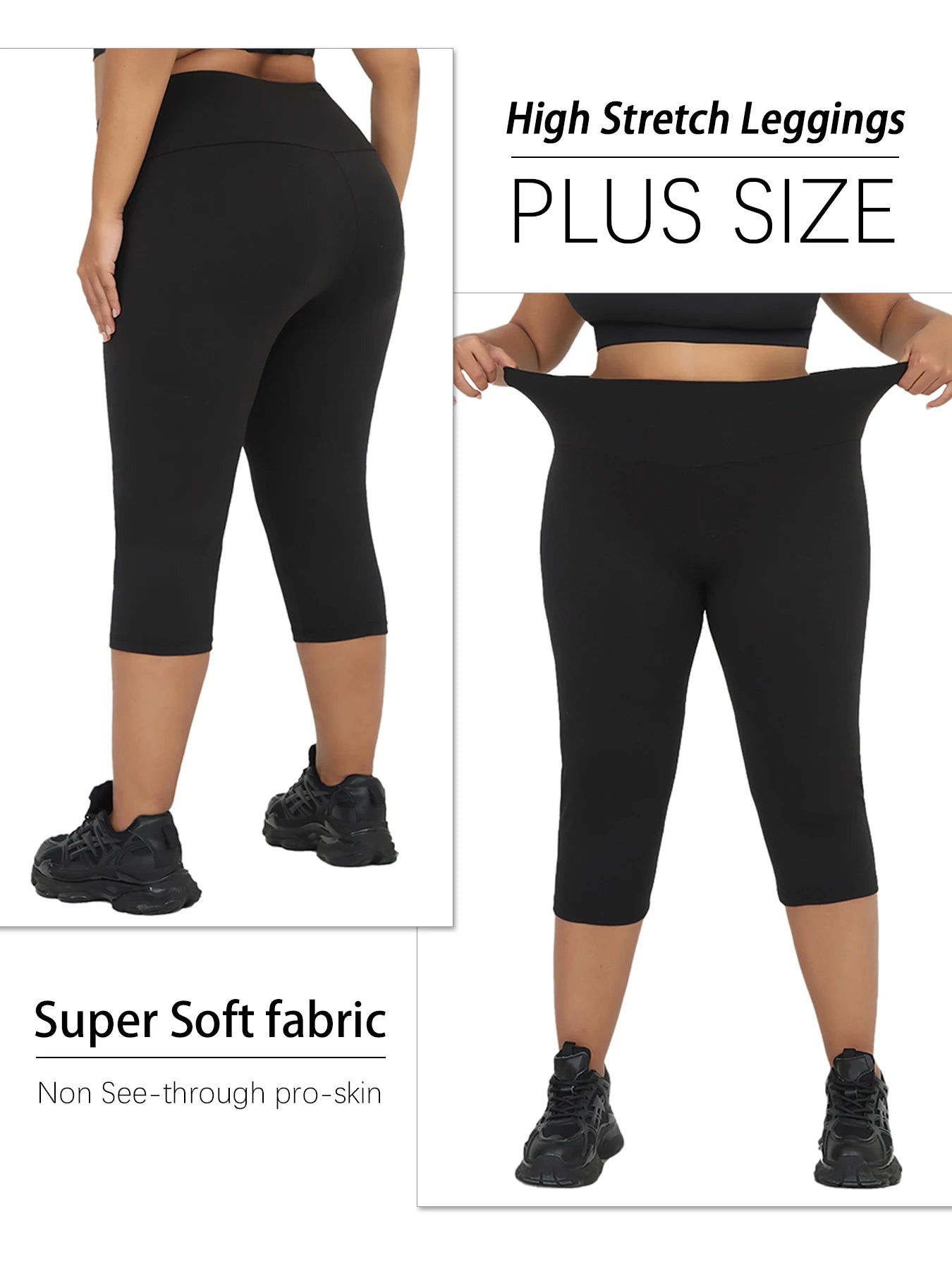 Plus Size Leggings for Women  Super soft High Waisted Tummy Control Yoga Capri Pants  Not See Through