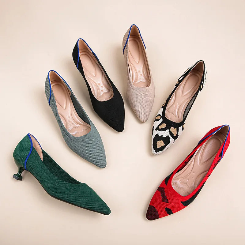 Women's high heels shoes beautiful breathable sweat absorbing comfortable shallow mouth heel