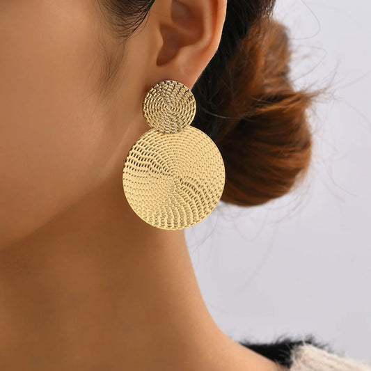 Bohemia Trendy Geometric Metal Round Earrings For Women Fashion Wedding Jewelry
