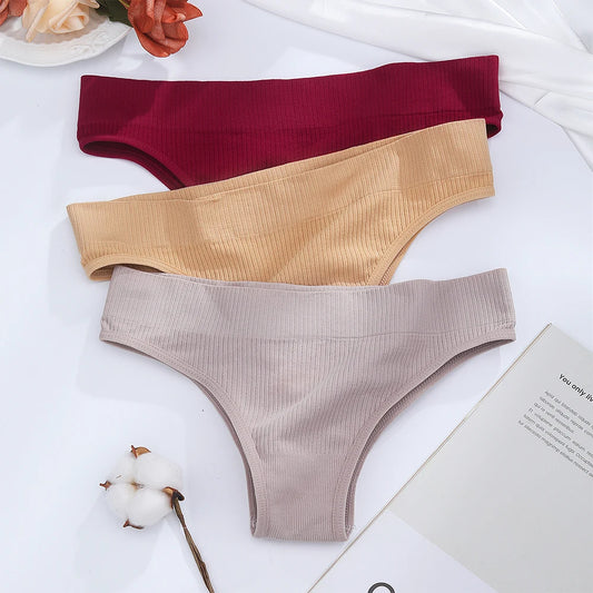 Women Brazilian Panties Cotton Underwear S-L Comfortable Underpants Low-Rise T-Back Panty