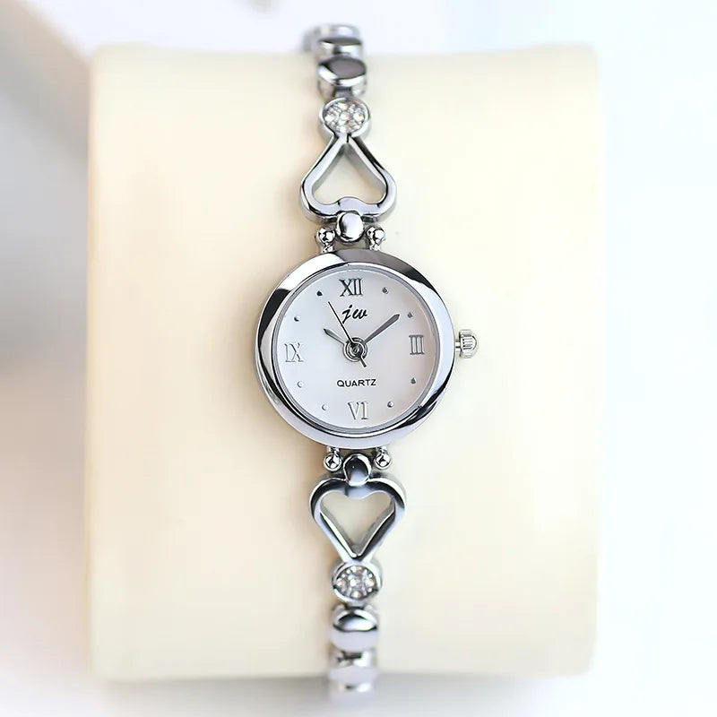 Women's Watch Small Dial Silver Quartz Luxury Vintage Ladies Dress Bracelet Watches