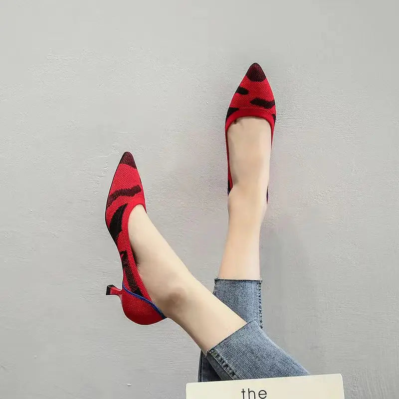 Women's high heels shoes beautiful breathable sweat absorbing comfortable shallow mouth heel