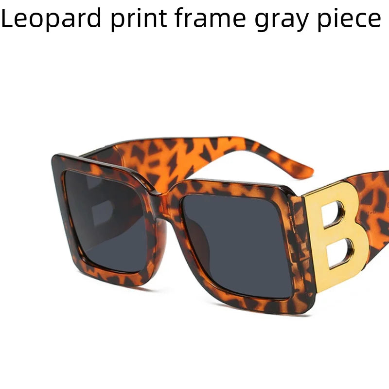 Women's Sunglasses Large Frame Square B Letter Trendy Vintage Fashionable Wear UV400 Shades