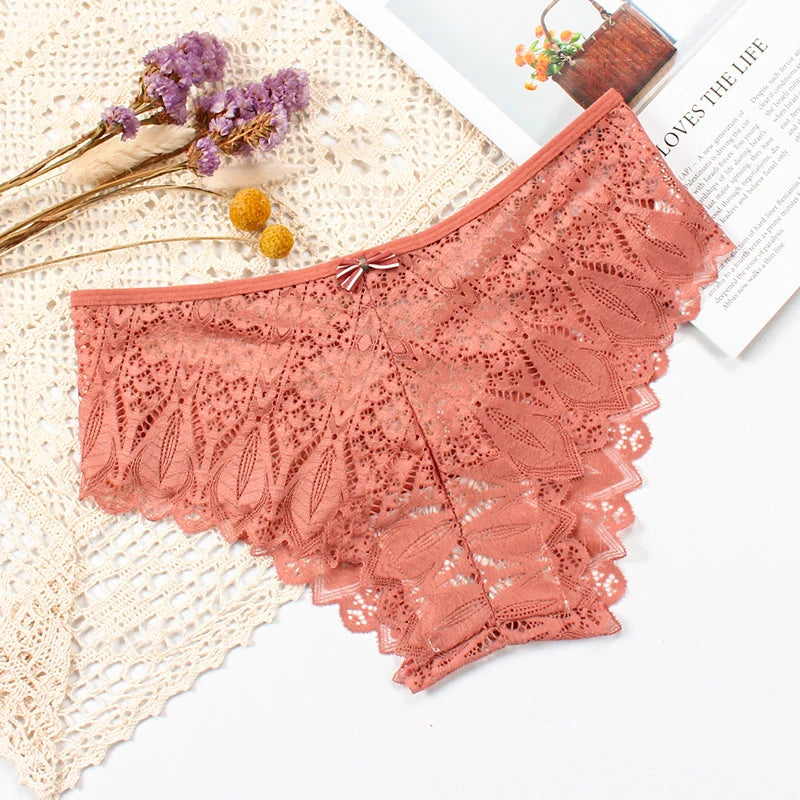 Sexy Panties Low Waist Underwear Transparent Lace Briefs Breathable Soft Lingerie