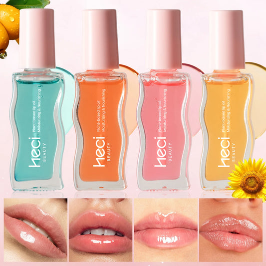 4pcs Fruity Tinted Lip Oil, Moisturizing Jelly Lip Gloss Mirror Shine Glass-Look Lips